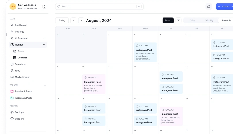 Schedule and publish your content directly to your social media platforms, all from our intuitive interface.